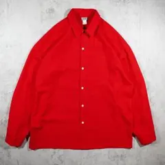 Cal Top USA製 レッド プレーンシャツ 無地 長袖 チカーノ 3XL