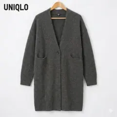 UNIQLO ユニクロ ウール100% ロングカーディガン チャコールグレー