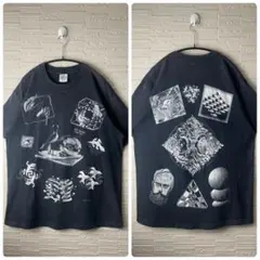 90s USA製ヴィンテージM.C ESCHER エッシャー　アートTシャツ　黒