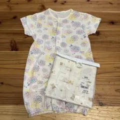 ツーウェイ・ドレスオール 50〜60美品　ガーゼハンカチ5枚(新品未使用)セット