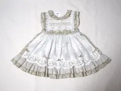 【ハンドメイド】ベージュ系エプロンワンピース　100cm