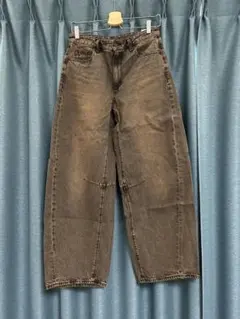 GU バレルレッグジーンズ　ブラウン L