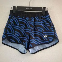 YONEX 波模様 ハーフパンツ 黒/青 S