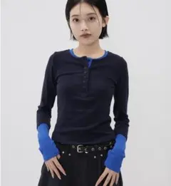 Enewd ninaバイカラートップス長袖カットソー
