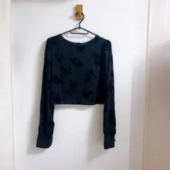 apres jour mignon花ベロアブラウス ブラック S 大人可愛い