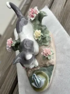 Lladro 子犬と花籠 磁器製インテリア置物 Lladro 子犬と花籠 磁器製インテリア置物 - メルカリ