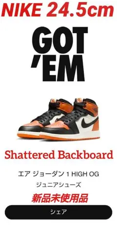 エアジョーダン 1 HIGH OG ジュニア シャッタードバックボード 24.5