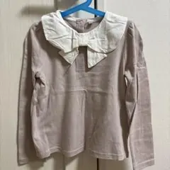 エニィファム130サイズ ピンク リボン付き長袖カットソー