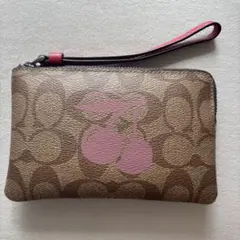 COACH ポーチ 小物入れ ミニ財布 シグネチャー チェリー