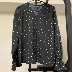 ハート柄 長袖シャツ 黒