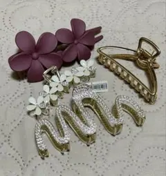 ヘアクリップ　ヘアアクセ　4個セット　　C