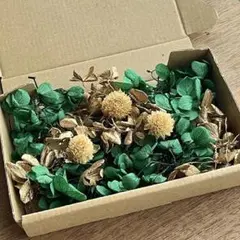 新　プリザーブドフラワー 緑・金色アジサイ あじさい　&　千日紅 花材セット