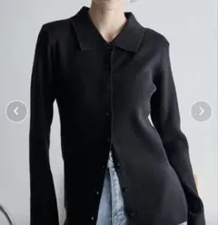 THE YOn リブニットポロカーディガン