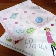 Ladurée マカロンデザイン ハンカチ★テイータイム柄ハンカチ2枚セット