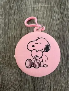 スヌーピー 丸型ポーチ ピンク キーホルダー