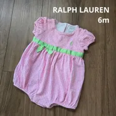 【RALPH LAUREN】 半袖 ロンパース ショートオール ピンク
