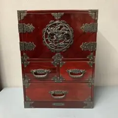 A-3 中国美術 薬箪笥風 小型箪笥 チェスト 抽斗8杯 飾台 道具箱 骨董品