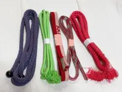 帯締め5本セット 正絹 アンティーク 佐賀錦 振袖 着物 着付け 手組