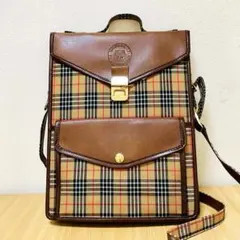 【未使用品】チェック柄 ショルダーバッグ ブラウン レトロ　ノーブランド