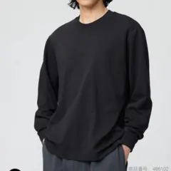 エアリズムコットンクルーネックTシャツ M 長袖ブラック