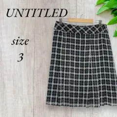 アンタイトル Aライン スカート 台形 タック チェック ブラック 807