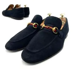 《超美品》グッチ ホースビット ローファー シェリーライン スエード ネイビー