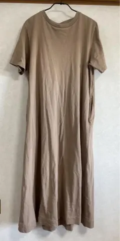 綿100%✨無印良品　ワンピース　M-L ベージュ　ロング丈　半袖　Tシャツ