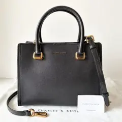 【極美品】CHARLES & KEITH 2way ハンドバッグ 黒 冠婚葬祭
