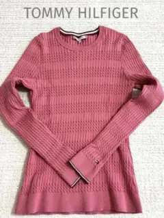 TOMMY HILFIGER リブニット　セーター　ケーブルニット　ピンク　Mのサムネイル