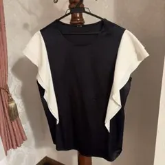 t*u様 ランバンコレクション　40 バイカラー フリル袖 半袖 トップスのサムネイル
