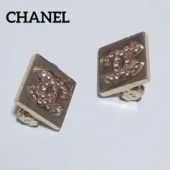 美品 シャネル イヤリング カラーストーン ココマーク スクエア ケース付き