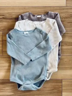 MONBÉBÉ リブ編みロンパース 3点セット