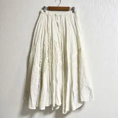 Amina アミナ　パッチワークレース　フレア　ロングスカート　アイボリー