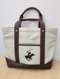ポロ・ラルフ・ローレン トートバッグ アイボリー/ブラウン