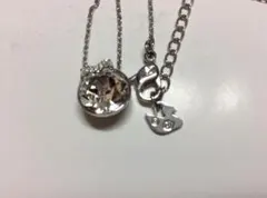 A-92　SWAROVSKI ゴールドチェーン クリスタル ネックレス シルバー
