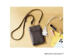 ジップポケット付き リトルミイ がま口スマホショルダー&ムーミン バッグチャーム