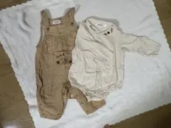 SLAP SLIP チェックサロペット ロンパースセット 80サイズ 刺繍 野菜