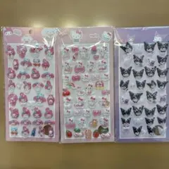 ハローキティ、マイメロディ、クロミシールセット 3枚　海外製　ボンボンドロップ風