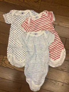 プチバトー　ベビー肌着 3点セット お魚柄・ストライプ 67cm/6m