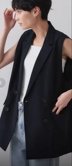 ダブルブレスト ジレ ベスト ネイビーのサムネイル