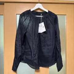 専用タグ付き未使用 レサージュ オーガンジーフリルシャツ 黒 ブラック