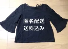 七分袖 トップス　マジェスティックレゴン　ブラック　ブラウス