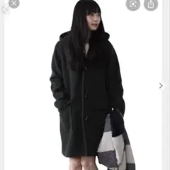 フード付きウールコート coen