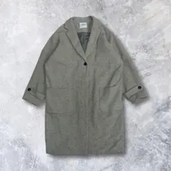 チェスターコート ロング ウール混 シンプル グレー Lサイズのサムネイル