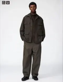 UNIQLO U 와이드 피트 카고 바지 다크 브라운 M 유니클로유