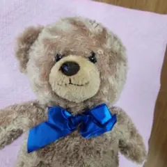 茶色のぬいぐるみ 青いリボン