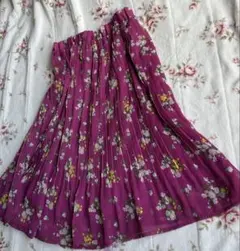 サイズ追加 即発送 上品 美品 プリーツスカート シフォン フラワー柄 花柄 秋