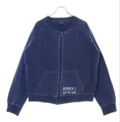 AVIREX アヴィレックス LOGO PRINT ZIP UPブルゾン ブルー