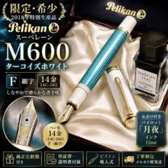 【限定・希少】ペリカン M600 万年筆 ターコイズホワイト F 14金のサムネイル