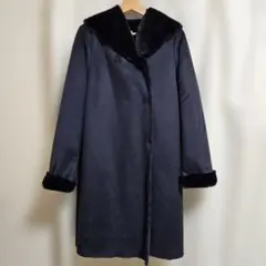 アースミュージック&エコロジー　フード付きフェイクムートンコート　ロングコート